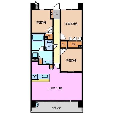 ローレルコートライオンズ四日市富田　６０３号室の物件間取画像